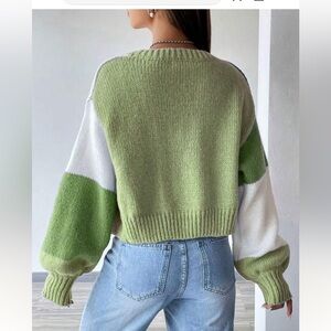 Green Colorblock Cardigan